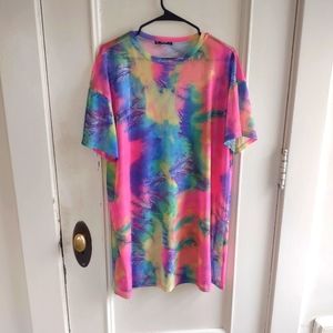 SheIn NWOT tie dye sheer mesh cover up dress